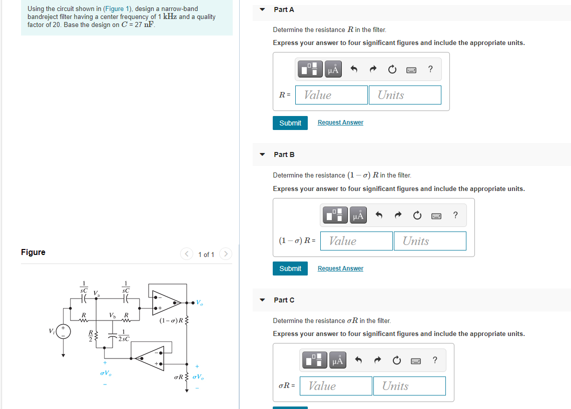 Solved Part A Using the circuit shown in (Figure 1), design | Chegg.com