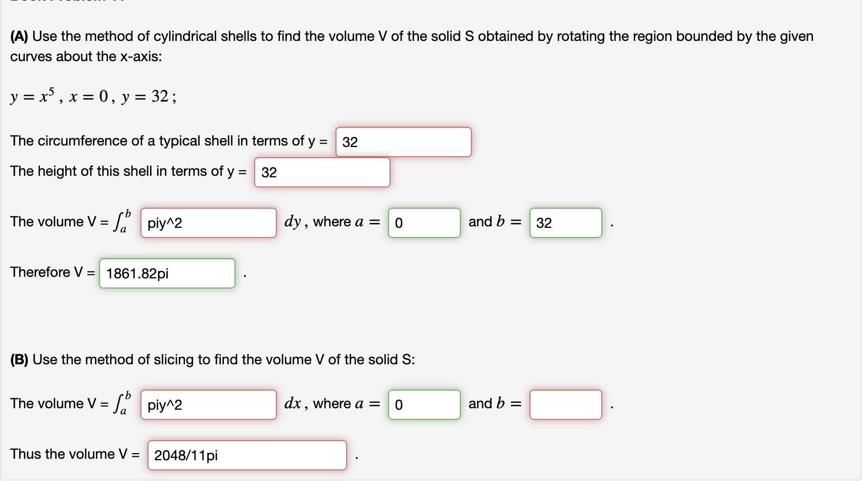 Solved (A) Use the method of cylindrical shells to find the | Chegg.com