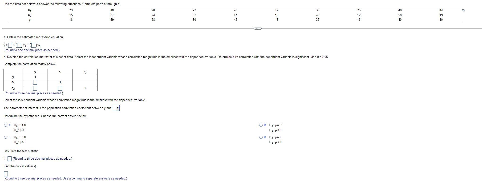 Solved Use the data set below to answer the following | Chegg.com