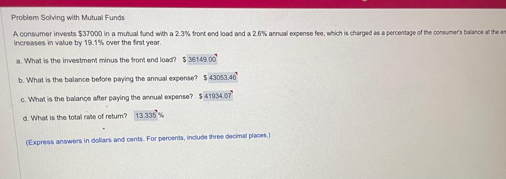 Solved Problem Solving With Mutual Funds A Consumer Invests | Chegg.com