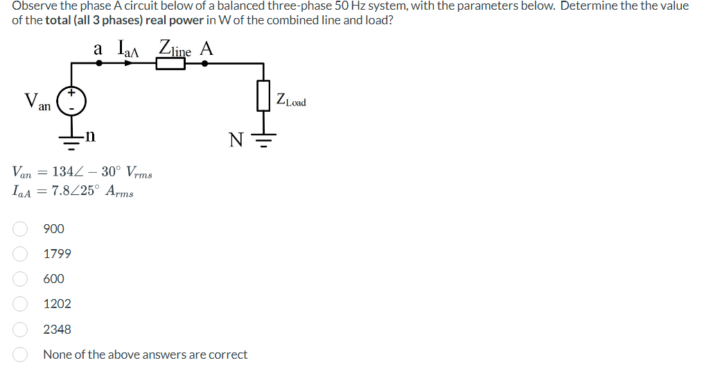 Solved Observe the phase A circuit below of a balanced | Chegg.com