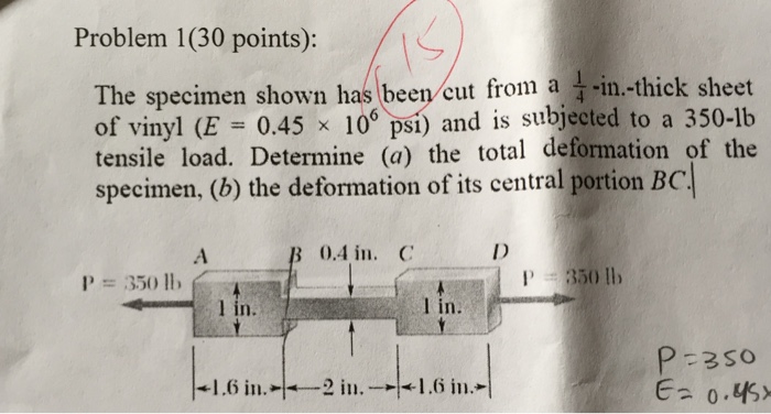 Solved Problem 1(30 points): The specimen shown has been/cut | Chegg.com