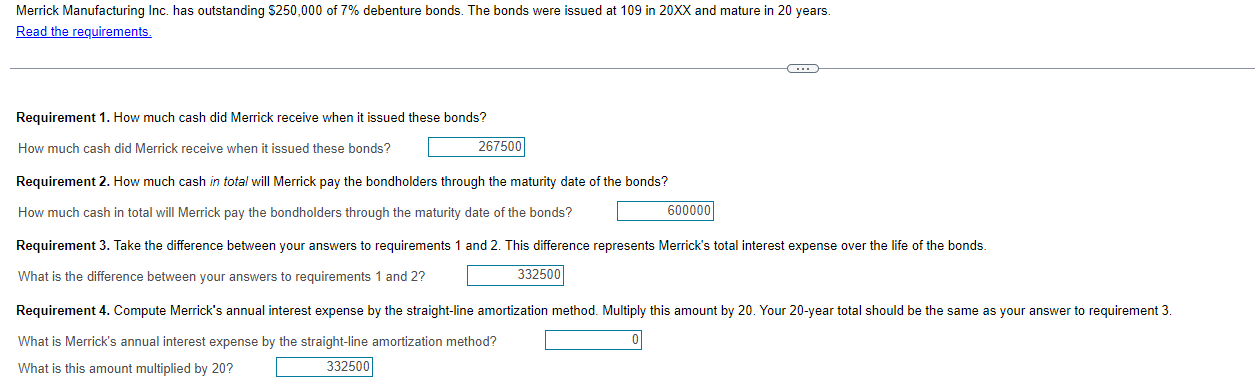 Solved Merrick Manufacturing Inc. has outstanding $250,000 | Chegg.com