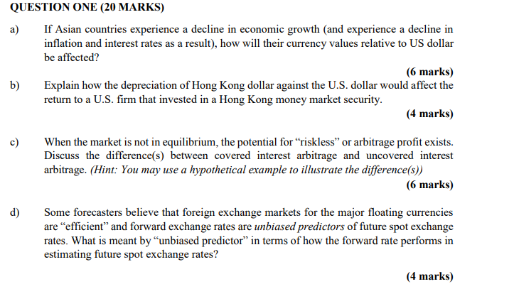 Solved QUESTION ONE (20 MARKS) a) If Asian countries | Chegg.com