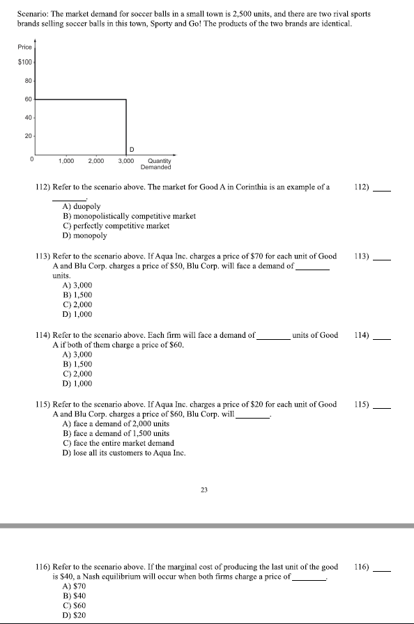 Solved Scenario The market demand for soccer balls in a
