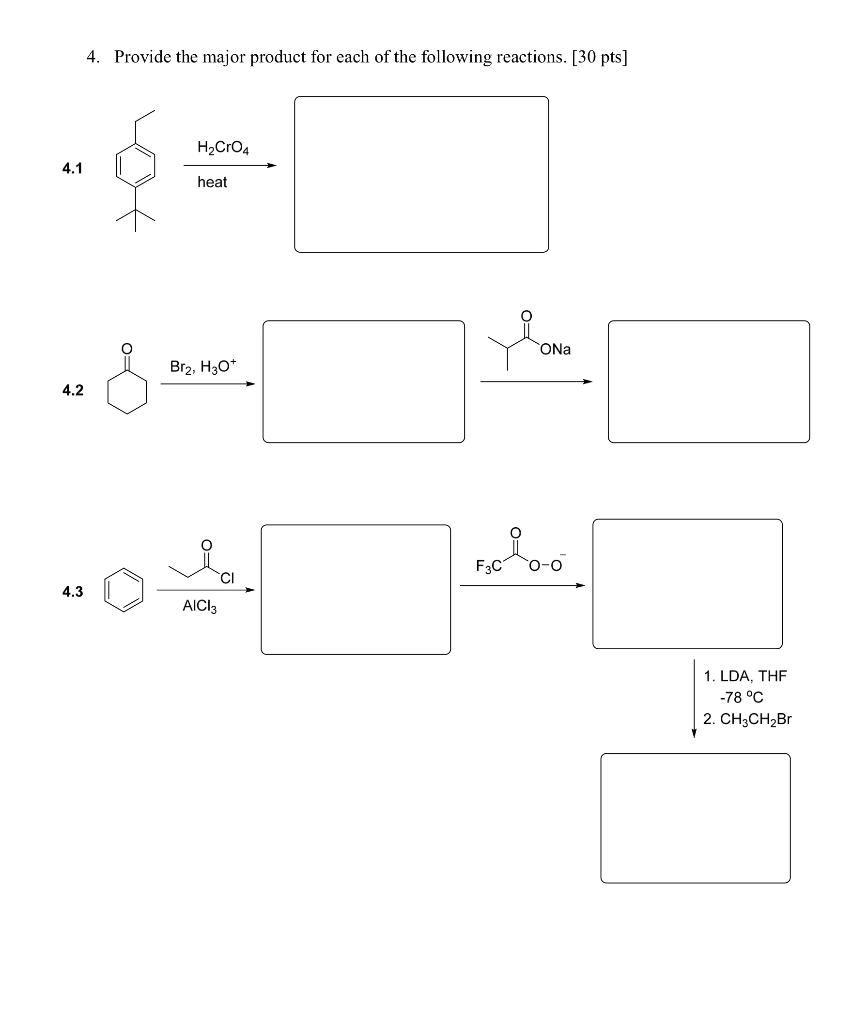 Solved 4. Provide the major product for each of the | Chegg.com