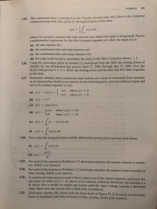 Solved Problems 41 The continuous-time counterpart to the | Chegg.com