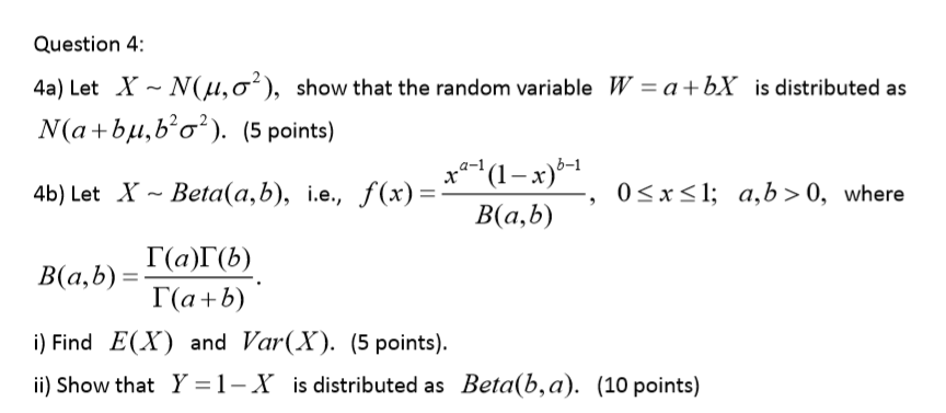 Solved Question 4 4a Let X N U 0 Show That The Rand Chegg Com