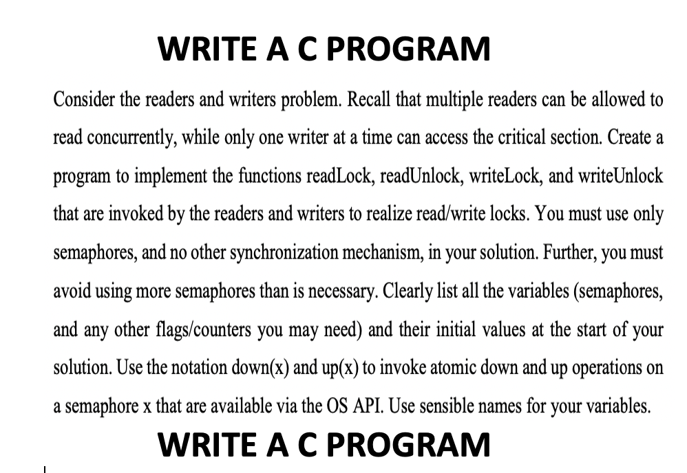 Solved WRITE A C PROGRAM Consider the readers and writers | Chegg.com