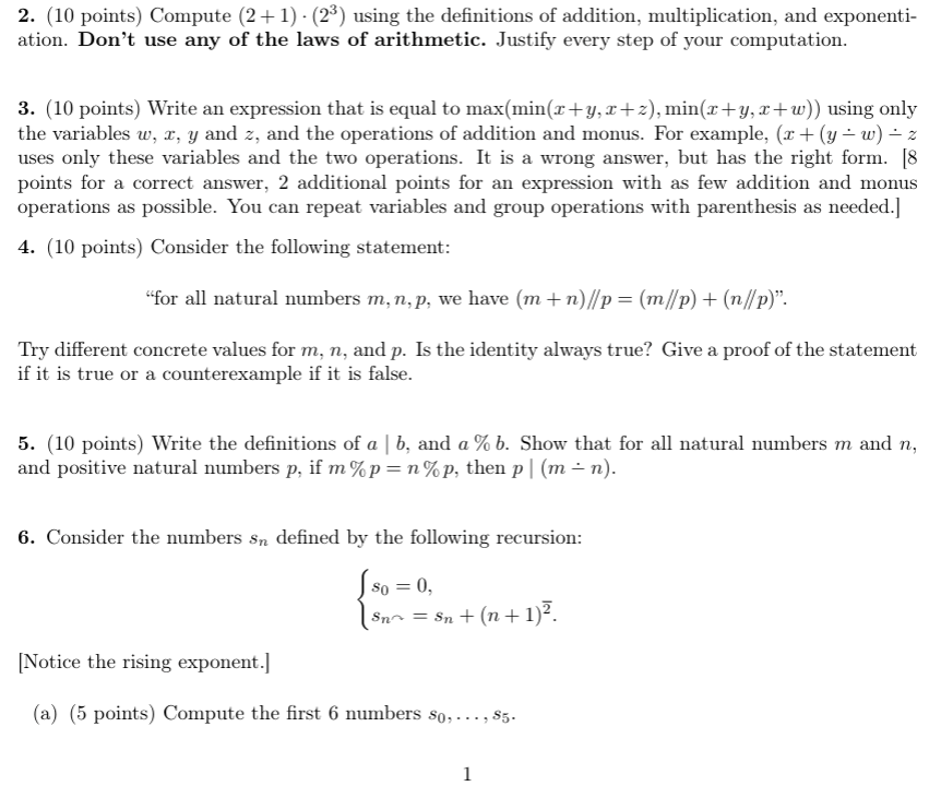 Solved 2. (10 points) Compute (2+1)⋅(23) using the | Chegg.com