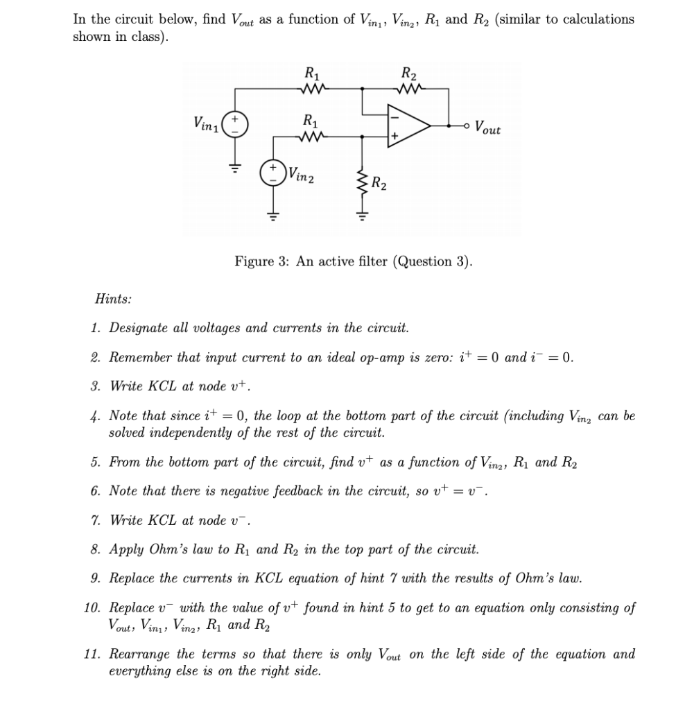 Solved In the circuit below, find Vout as a function of | Chegg.com