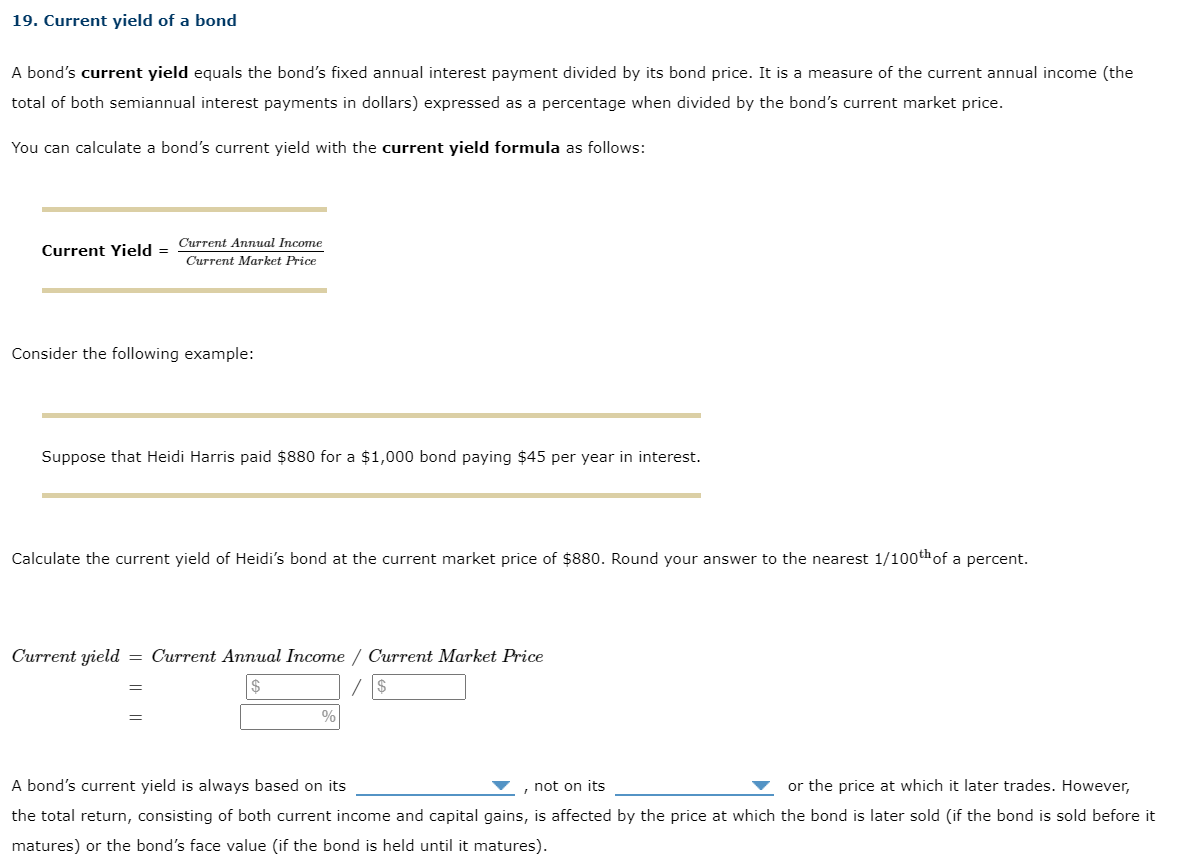 Solved A Bond’s Current Yield Is Always Based On Its Face | Chegg.com