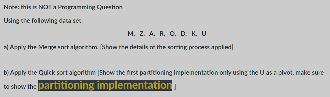 Solved Note: this is NOT a Programming Question Using the | Chegg.com