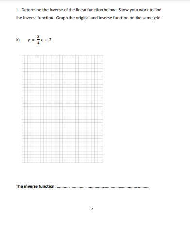 Solved 1. Determine the inverse of the linear function | Chegg.com
