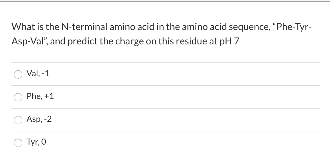 Solved What is the N-terminal amino acid in the amino acid | Chegg.com