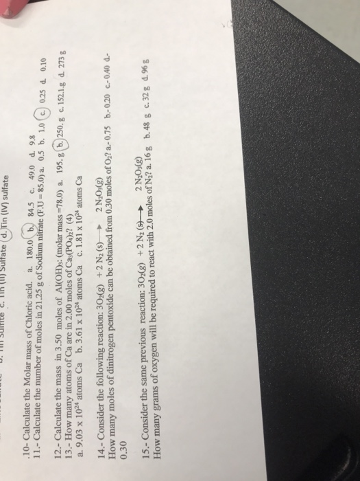 Solved lJ Sulfate (d.Tin (IV) sulfate 10 Calculate the