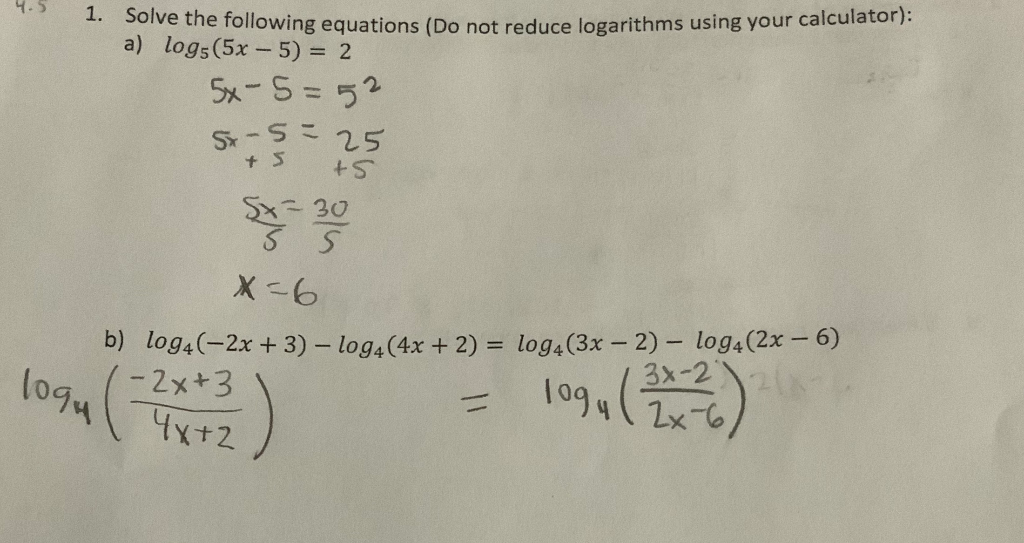 4 5 1 S Solve The Following Equations Do Not Chegg 