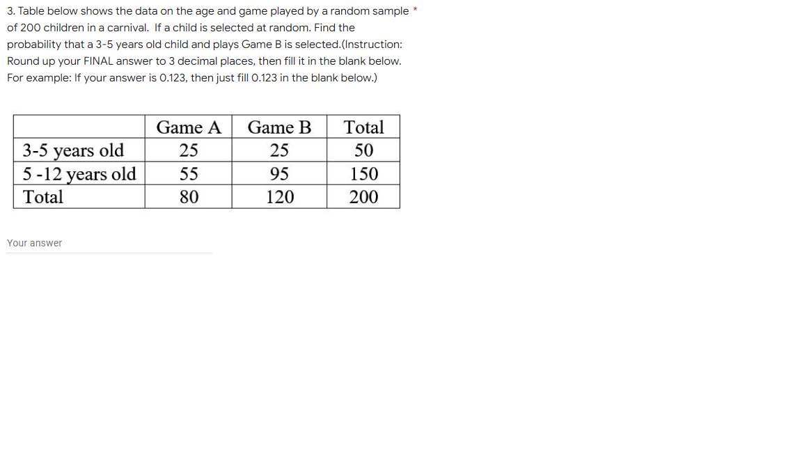 Solved 3. Table below shows the data on the age and game | Chegg.com
