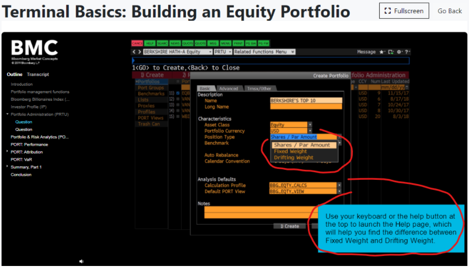 Bloomberg and Bloomberg Market Concepts (BMC) Signup Instructions - Whitman  - Answers