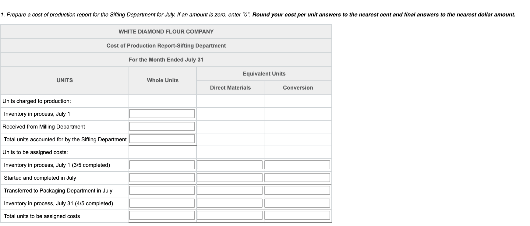 Solved White Diamond Flour Company Manufactures Flour By Chegg Com