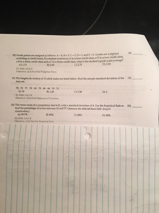 Solved Grade points are assigned as follows: A = 4, B = 3, C | Chegg.com