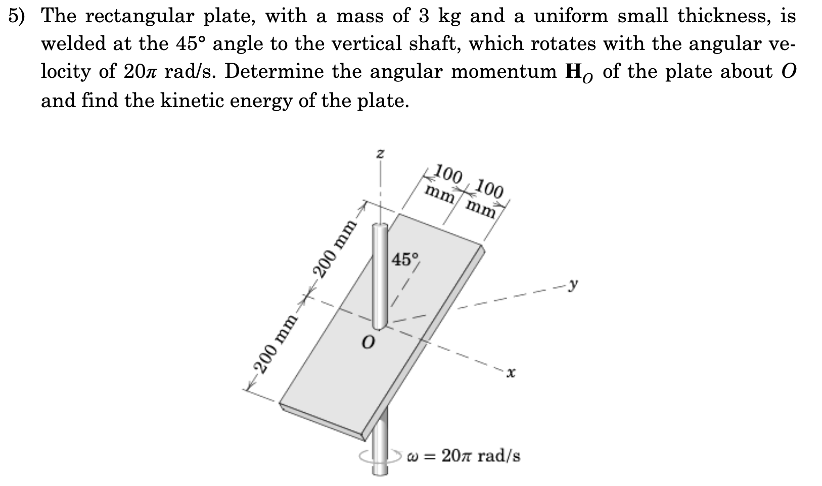 Solved 5) The rectangular plate, with a mass of 3 kg and a | Chegg.com