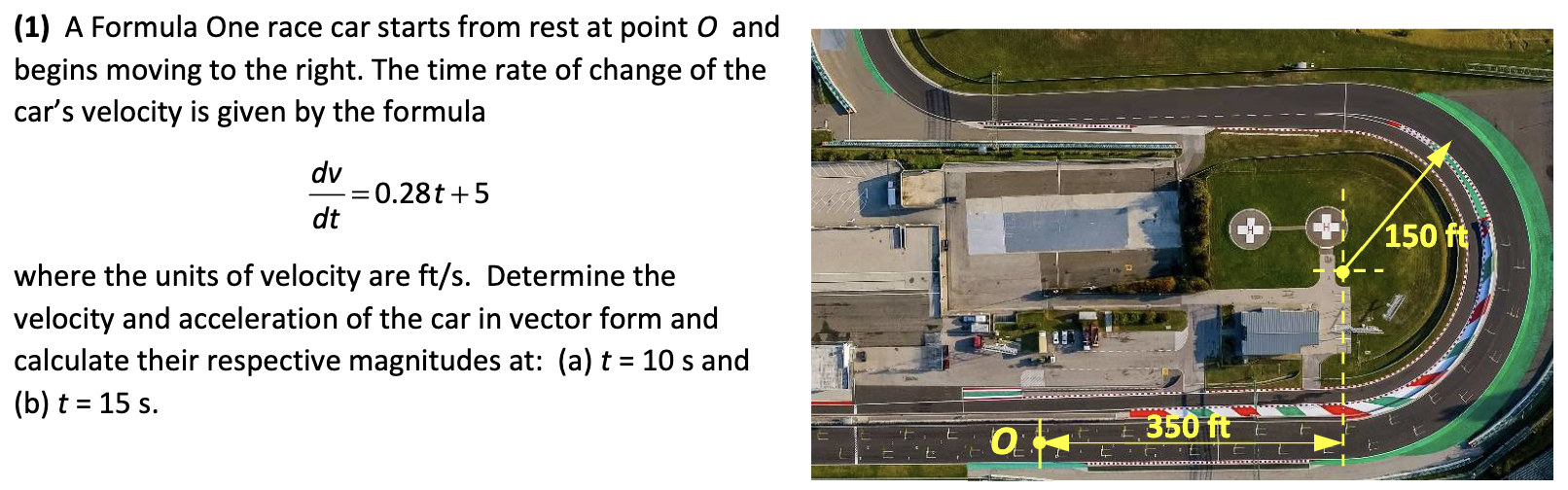 Solved (1) A Formula One race car starts from rest at point