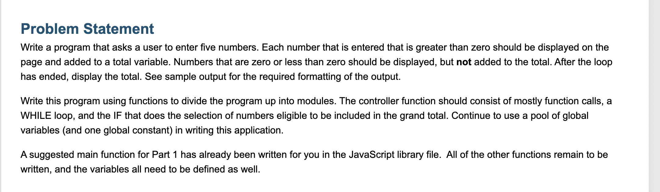 Solved Problem Statement Write a program that asks a user to | Chegg.com