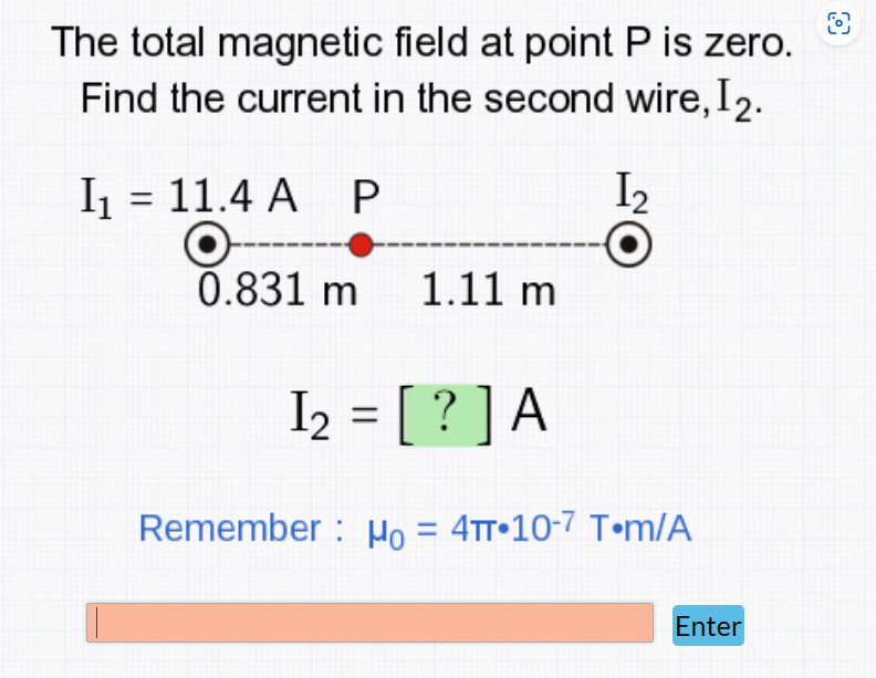 Solved The total magnetic field at point P is zero. Find the | Chegg.com
