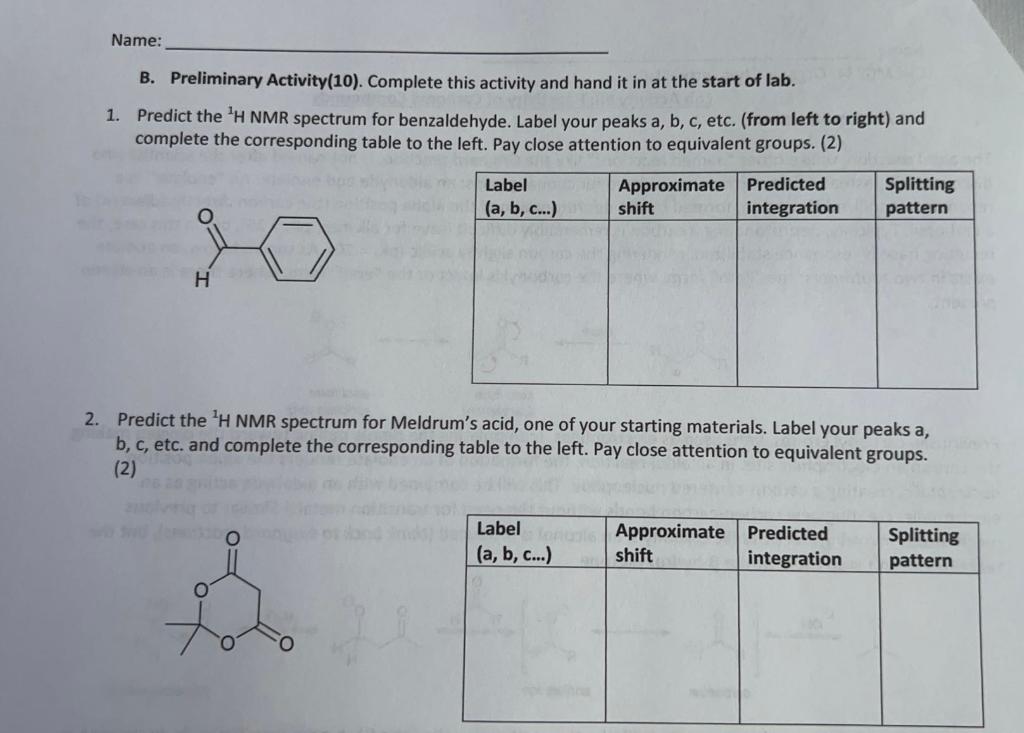 Solved B. Preliminary Activity(10). Complete This Activity | Chegg.com