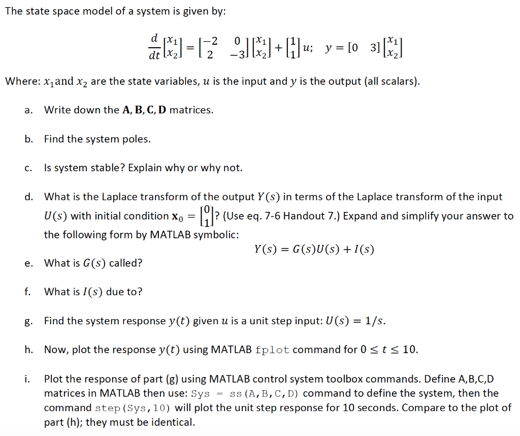 Solved The state space model of a system is given by: «09-12 | Chegg.com
