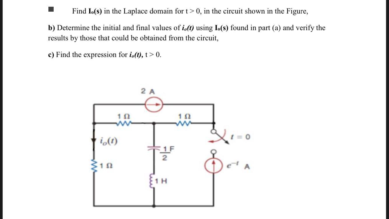 Solved Find Lo(s) in the Laplace domain for t> 0, in the | Chegg.com