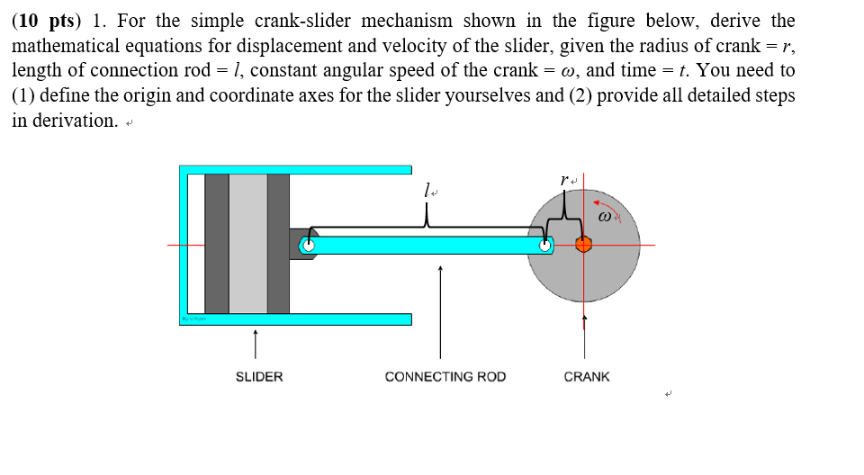 Solved (10 pts) 1. For the simple crankslider mechanism