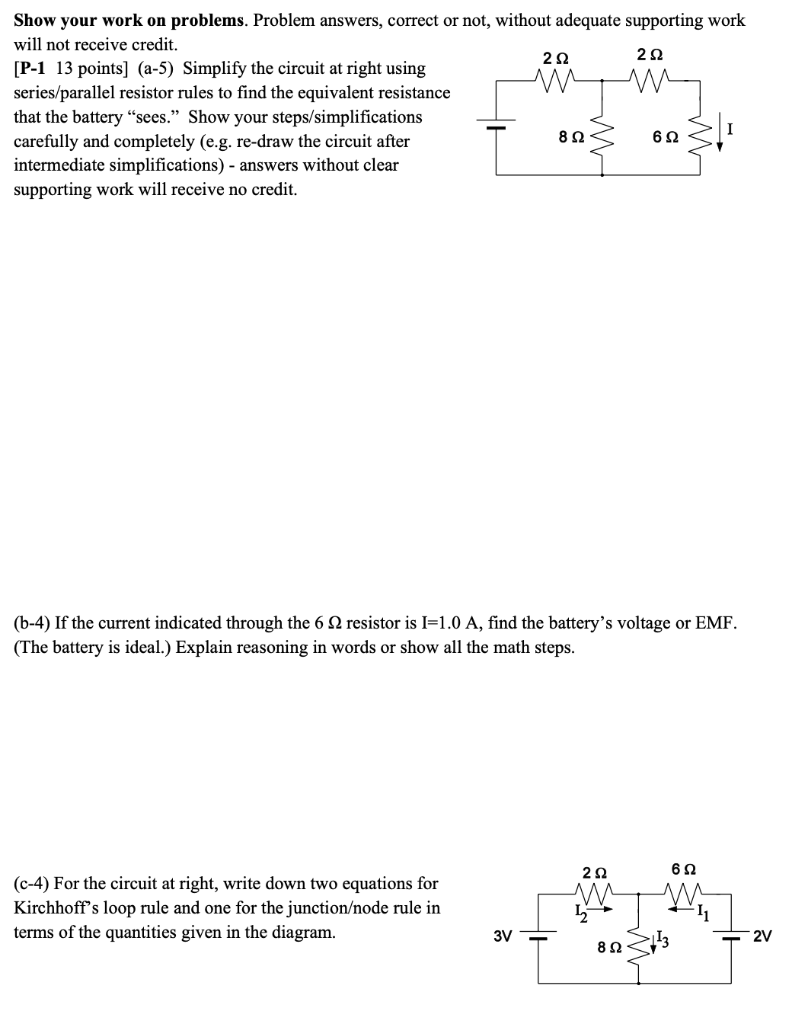 Solved Show your work on problems. Problem answers, correct | Chegg.com