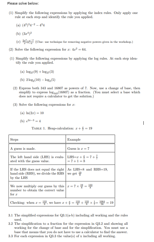 Solved Please Solve Below: (1) Simplify The Following | Chegg.com