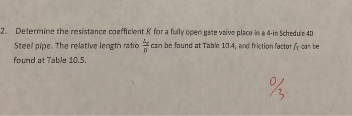 Solved 2. Determine the resistance coefficient K for a fully | Chegg.com