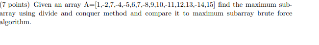 Solved (7 points) Given an array | Chegg.com