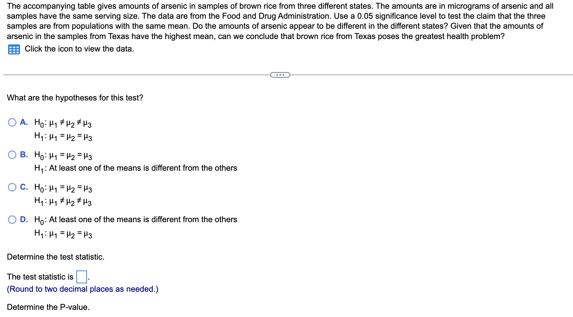 Solved The accompanying table gives amounts of arsenic in | Chegg.com