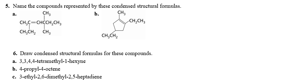 Solved a. 5. Name the compounds represented by these | Chegg.com