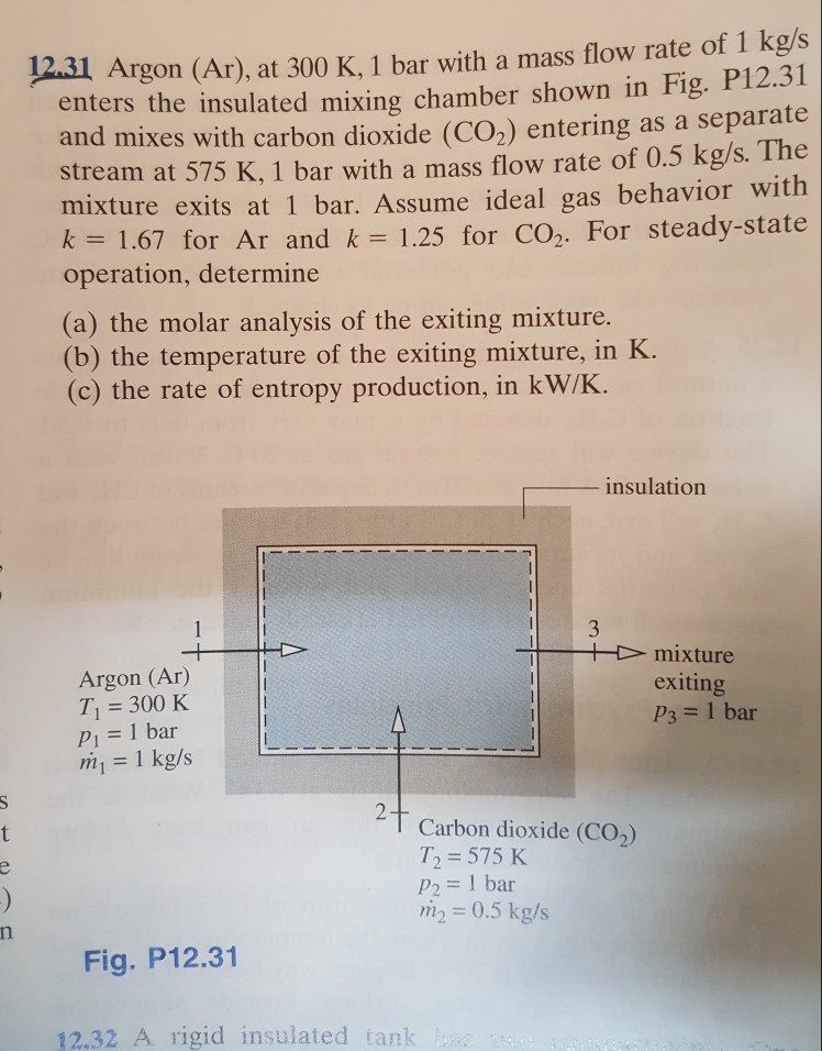 Solved 12.31 Argon (Ar), at 300 K, 1 bar with a mass flow
