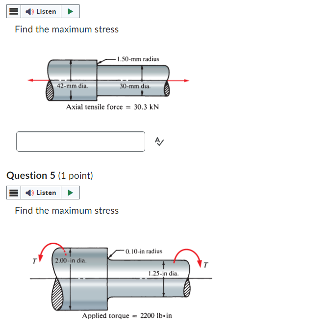 Solved Find the maximum stress for each when stress | Chegg.com