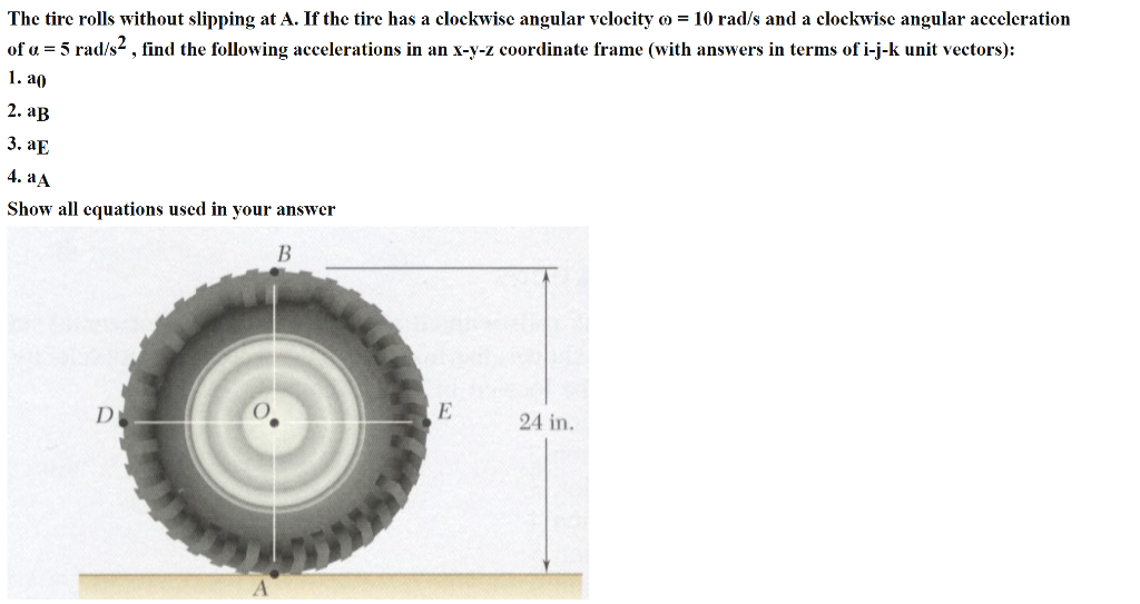 Solved The tire rolls without slipping at A. If the tire has | Chegg.com
