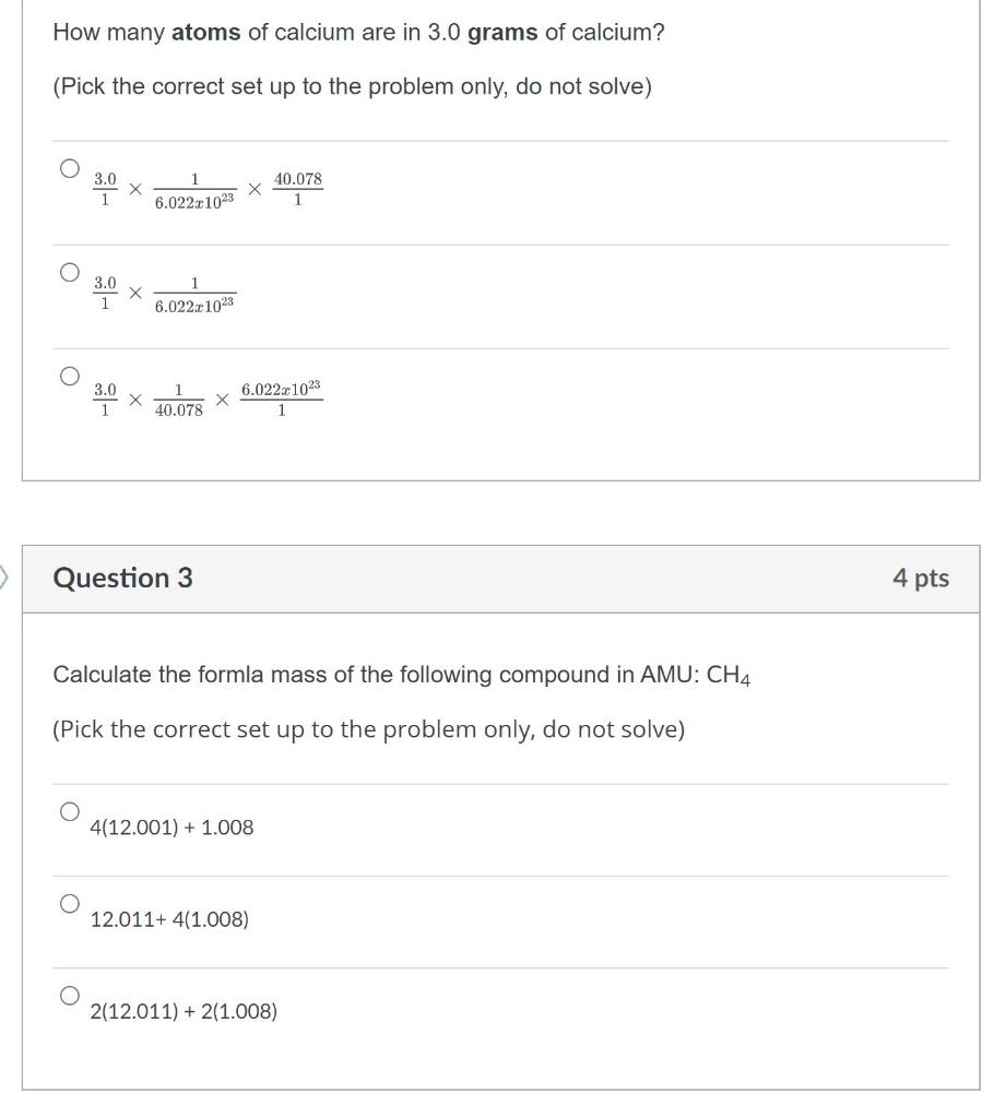 Solved How many atoms of calcium are in 3.0 grams of