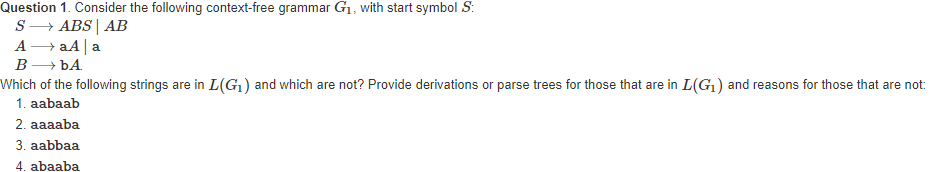 Solved Question 1. Consider the following context-free | Chegg.com