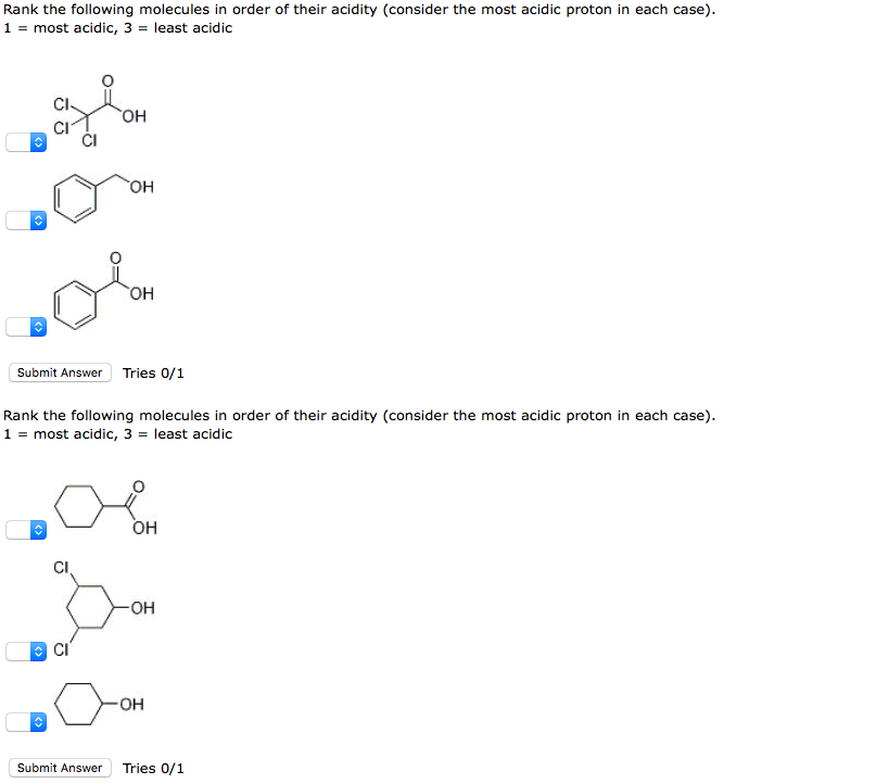 Solved Rank the following molecules in order of their | Chegg.com