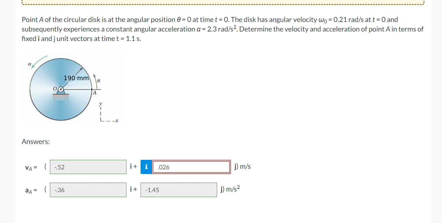 Solved Point A of the circular disk is at the angular | Chegg.com