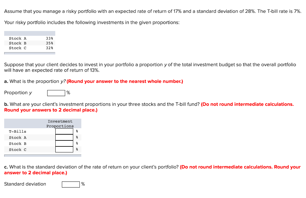 Solved Assume That You Manage A Risky Portfolio With An | Chegg.com