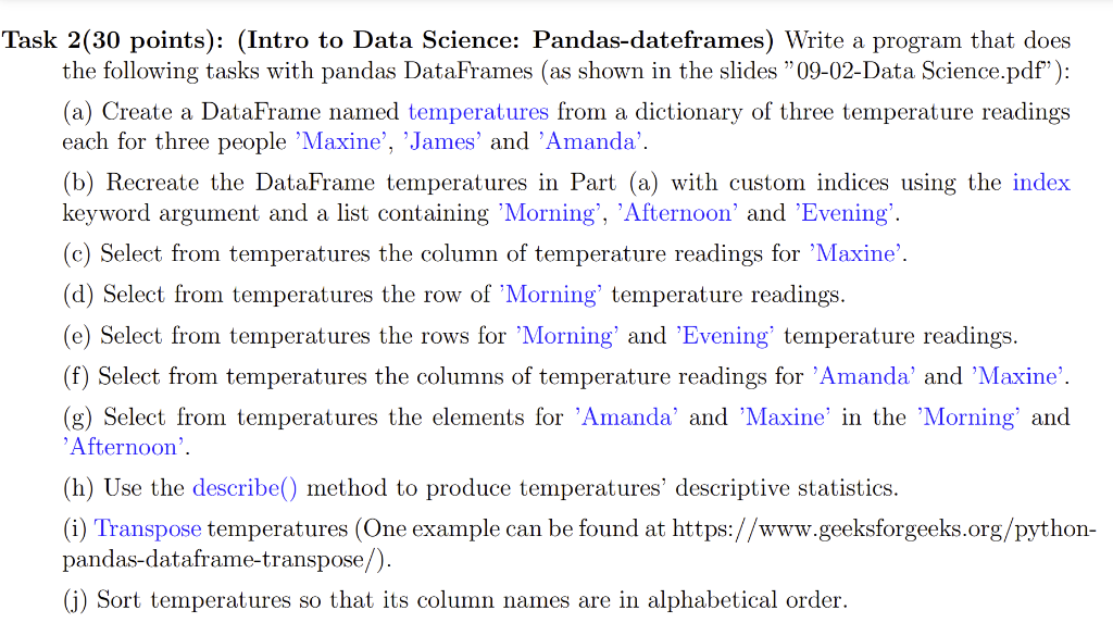 Solved Task 2(30 points): (Intro to Data Science