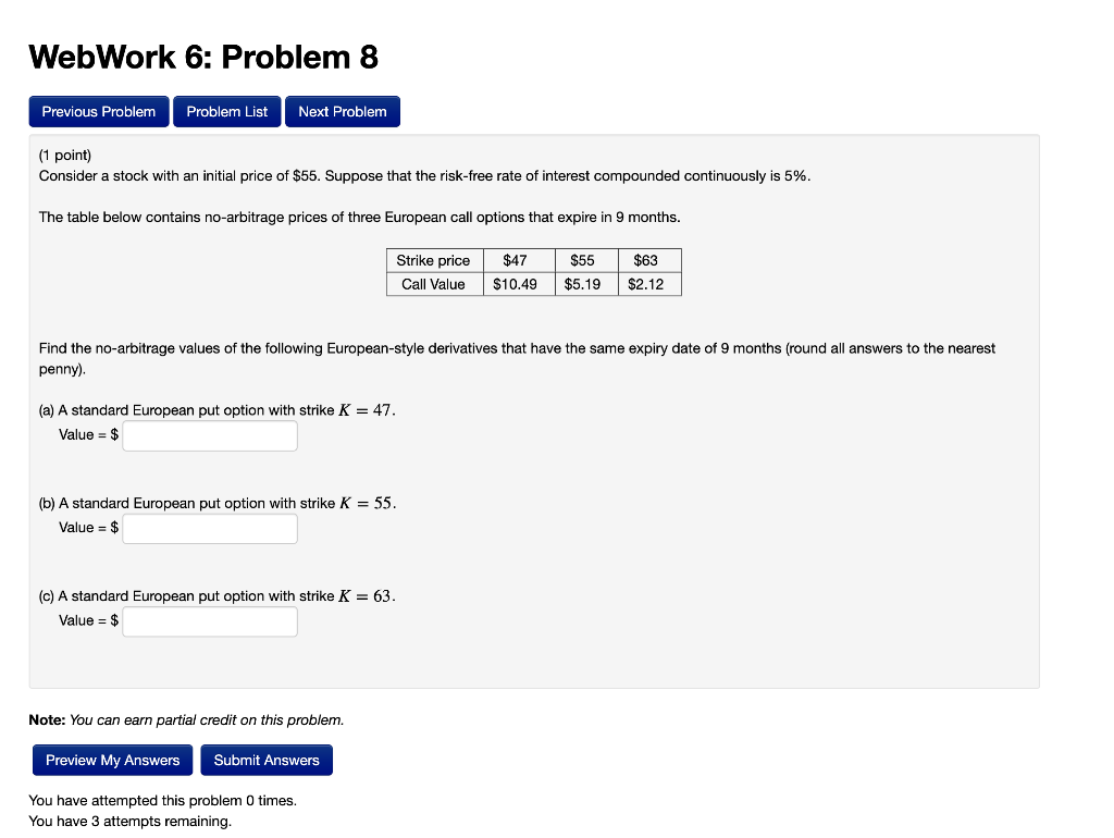 Solved (1 Point) Consider A Stock With An Initial Price Of | Chegg.com