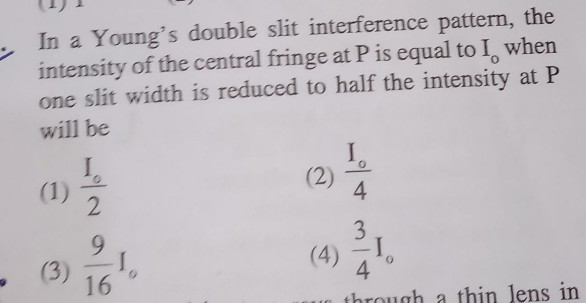 Solved In a Young's double slit interference pattern, the | Chegg.com
